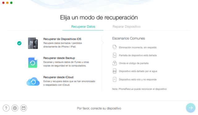 Pantalla del iPad mostrando opciones para recuperar archivos eliminados
